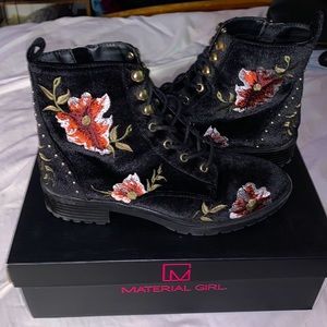 Material Girl Black floral booties